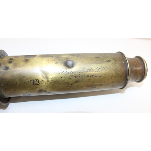 769 - An antique brass cased telescope by Bassnett Ltd of Liverpool, Day or Night model, approx 69cm long