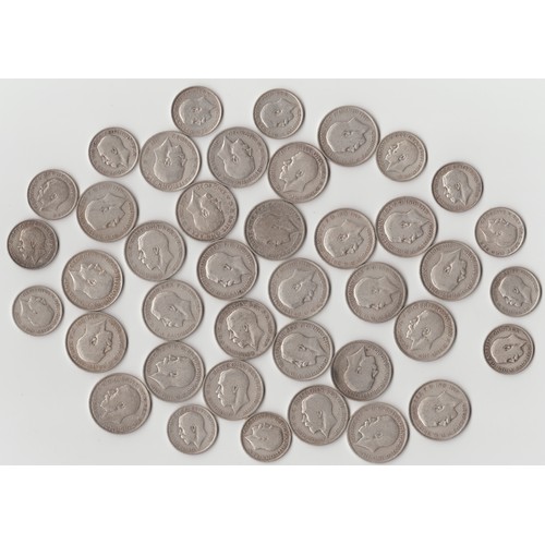 1223 - A large qty of assorted George V pre-1920 full silver florins and shilling coins, some with good det... 