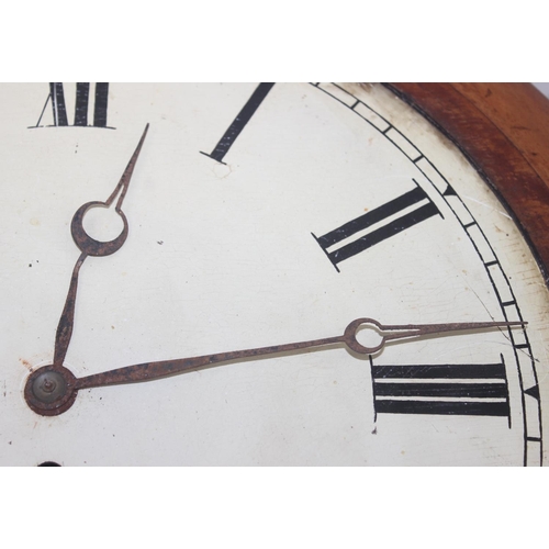 1319 - A 19th century drop dial wall clock with mahogany case and fusee movement, seemingly unmarked, with ... 