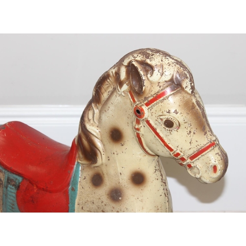 684 - A vintage metal rocking horse, likely by MOBO but seemingly unmarked, approx 80cm tall