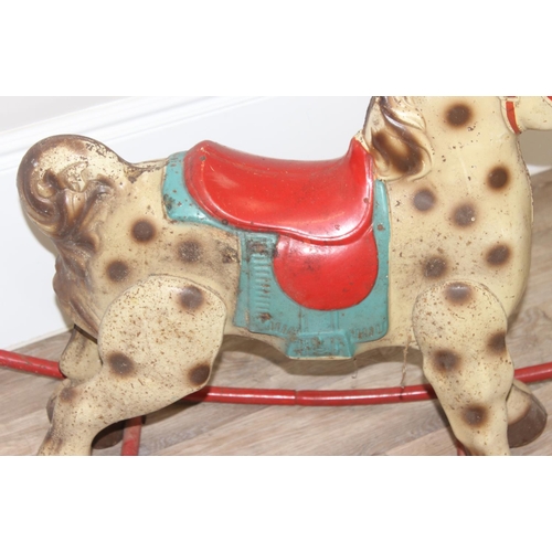 684 - A vintage metal rocking horse, likely by MOBO but seemingly unmarked, approx 80cm tall