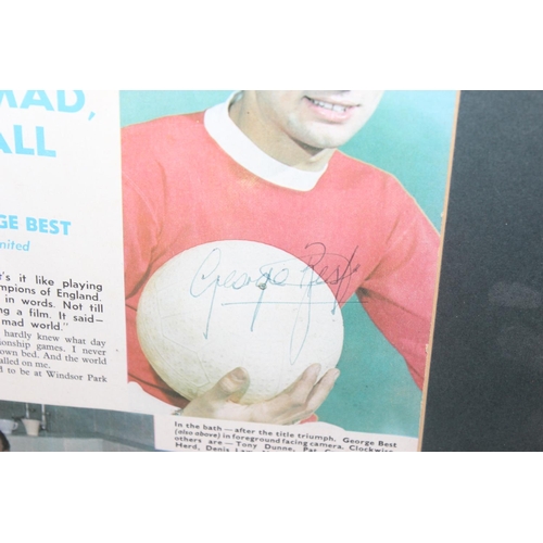 782 - Qty of sporting ephemera to include a signed George Best framed magazine article believed to be genu... 