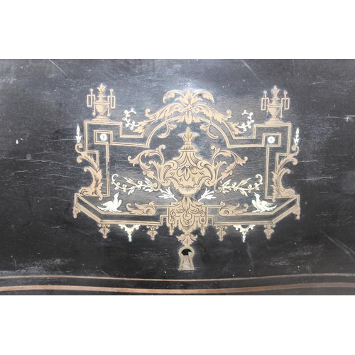 1686 - French 19th century ebonised wooden liquor cellar/decanter box with marquetry detailing, a vintage Z... 