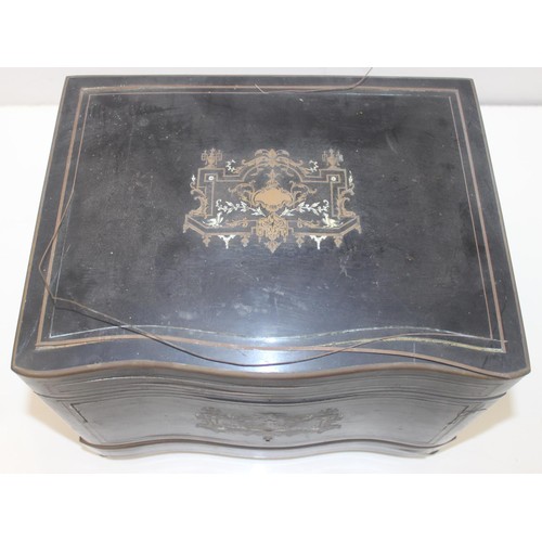 1686 - French 19th century ebonised wooden liquor cellar/decanter box with marquetry detailing, a vintage Z... 