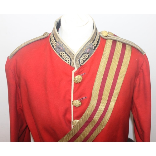 1422 - A rare mid-late 19th century Lieutenant Colonel scarlet tunic, trousers, sash and belt with Bengal S... 