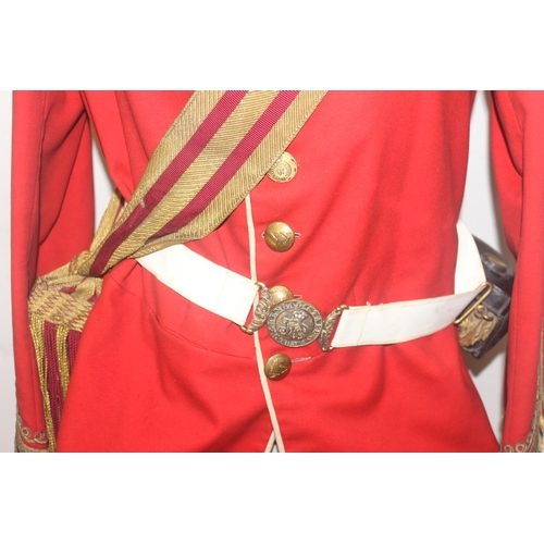 1422 - A rare mid-late 19th century Lieutenant Colonel scarlet tunic, trousers, sash and belt with Bengal S... 