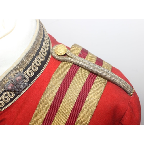 1422 - A rare mid-late 19th century Lieutenant Colonel scarlet tunic, trousers, sash and belt with Bengal S... 