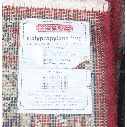 215 - A modern red ground rug by Super Taj, approx 160cm x 84cm, and one other