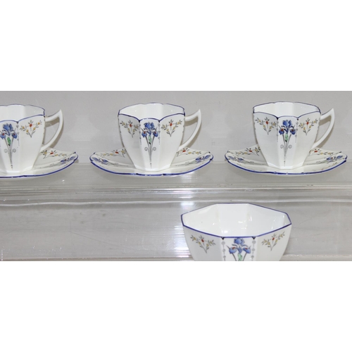 1485 - An early 20th century Shelley Blue Iris pattern tea set, pattern number 11561, shape number 723404, ... 