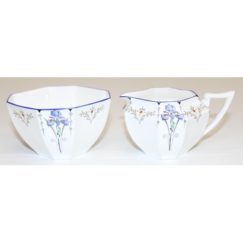 1485 - An early 20th century Shelley Blue Iris pattern tea set, pattern number 11561, shape number 723404, ... 