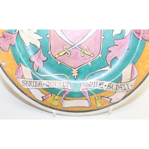 1700 - An unusual antique Davenport plate with hand painted armorial, the motto being 