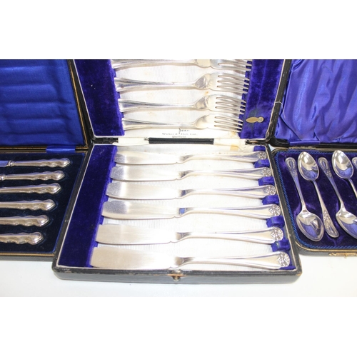 1037 - 4 boxed sets of assorted silver-plated flatware to incl Walker & Hall