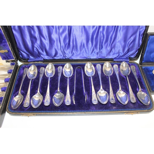 1037 - 4 boxed sets of assorted silver-plated flatware to incl Walker & Hall