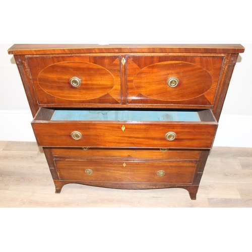 130 - A 19th century 4 drawer chest of drawers, the top drawer a fitted secretaire over 3 further drawers ... 