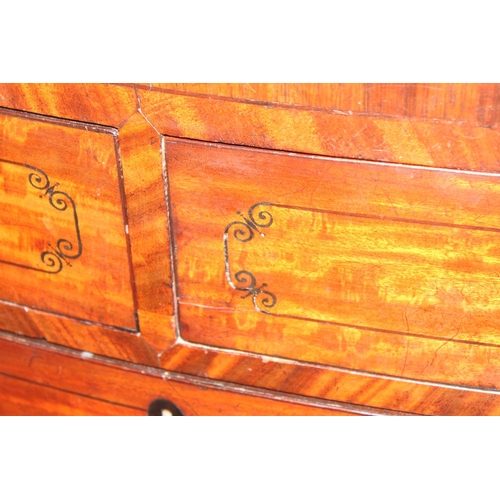 165 - A Victorian mahogany bow fronted 2 over 3 chest of drawers with brass drop handles, bracket feet and... 