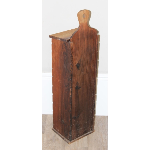 309 - Vintage French pitch-pine baguette box, approx 95cm H