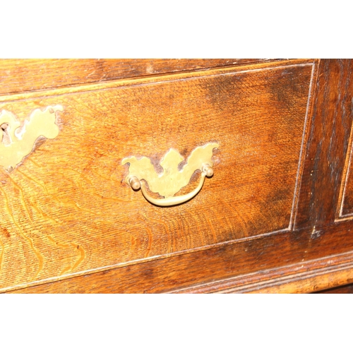 137 - A George III style oak 3 drawer sideboard or dresser base with brass handles, approx 185cm wide x 51... 