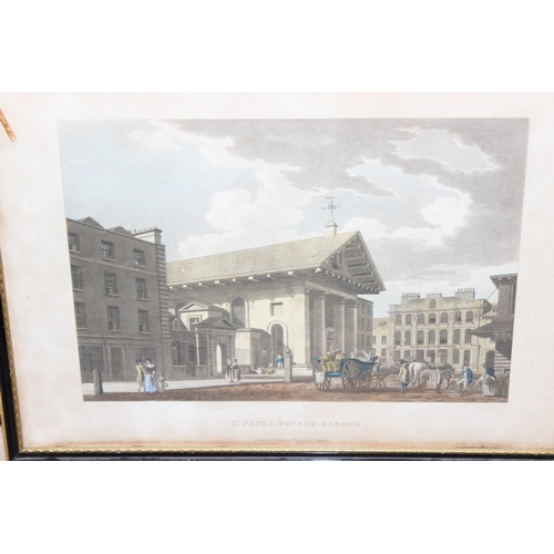 496 - 7 antique engraved plates of London architectural scenes, most with hand-colouring, to incl Bow Stee... 