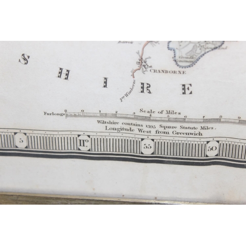 499 - Antique framed coloured map of The County of Wiltshire, produced by C & I Greenwood of London, in gl... 