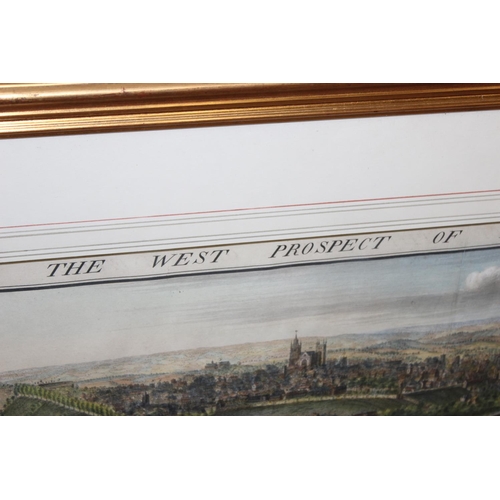 500 - Samuel and Nathaniel Buck 'The West Prospect of the City of Exeter', dated 1736 in gilt frame, some ... 