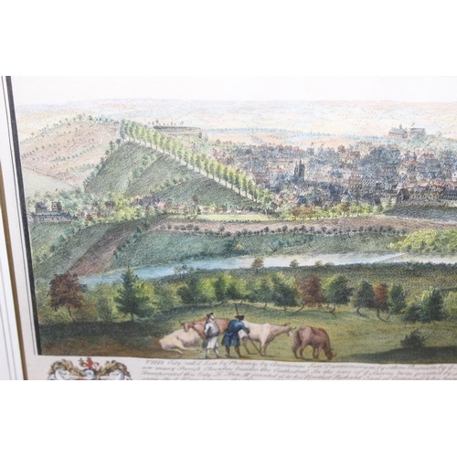 500 - Samuel and Nathaniel Buck 'The West Prospect of the City of Exeter', dated 1736 in gilt frame, some ... 