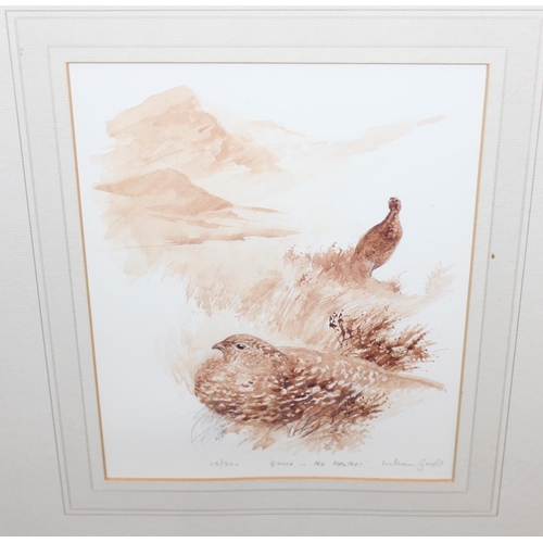 502 - 2 limited edition sepia-coloured prints by William Garfit to incl: 'Grouse in Heather' (15/300) and ... 