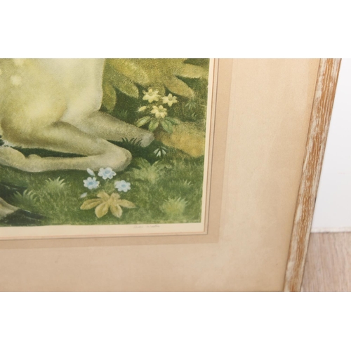 503 - Vintage mid-century print of 'The Little Fawn Deer', signed by the artist Billie Waters, in glazed f... 