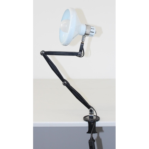 258 - Italian lamps - Brevetatto Anglepoise style lamp with black frame and large cream/chrome coloured sh... 