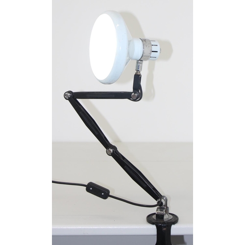 258 - Italian lamps - Brevetatto Anglepoise style lamp with black frame and large cream/chrome coloured sh... 