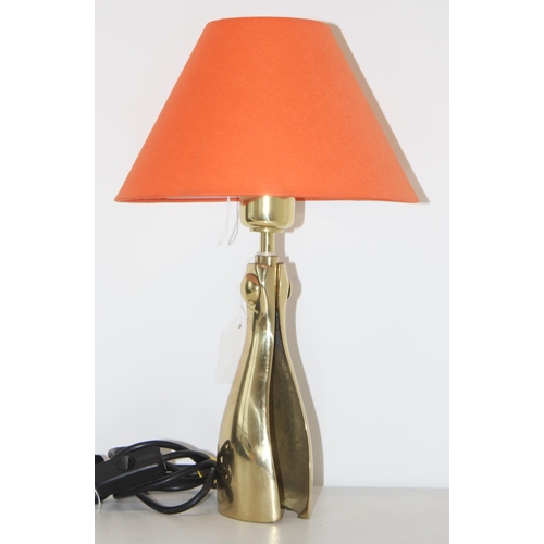 263 - Italian Lamps -  Solid brass split stem table lamp with stylish orange shade, approx 34cm tall - imp... 