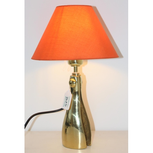 263 - Italian Lamps -  Solid brass split stem table lamp with stylish orange shade, approx 34cm tall - imp... 