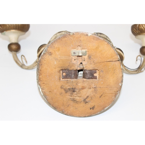 293 - Italian lamps - A pair of early 20th century carved wooden wall sconces with gilt decoration, approx... 