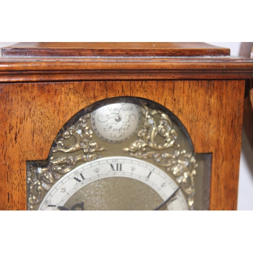 1320 - Small Tempus Fugit bracket clock and an oak cased mercury barometer by T. Pickett Ltd, barometer app... 