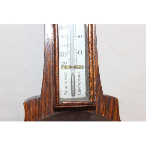 1320 - Small Tempus Fugit bracket clock and an oak cased mercury barometer by T. Pickett Ltd, barometer app... 