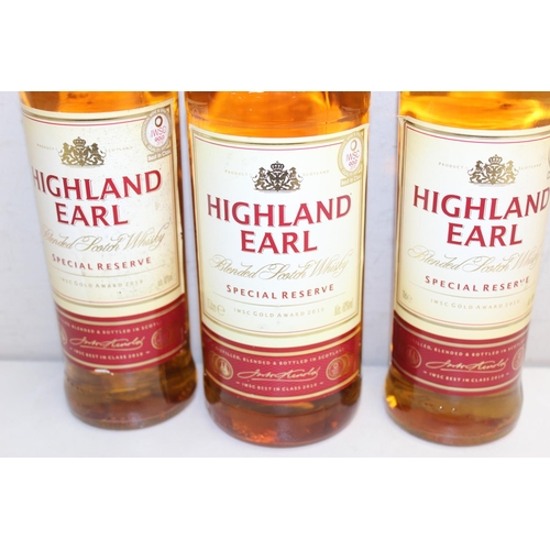 1591 - 3 x bottles of Highland Earl blended Scotch whisky (1 litre and 2 x 70cl)