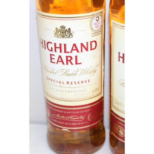 1591 - 3 x bottles of Highland Earl blended Scotch whisky (1 litre and 2 x 70cl)