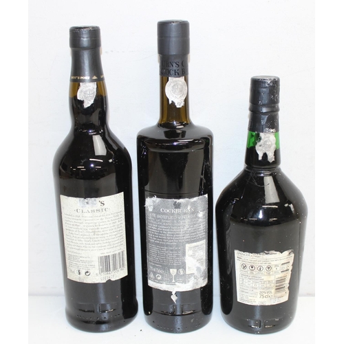 1599L - 3 x assorted bottles of port -  2003 Late Bottled Vintage Cockburn's, Dow's Classic., and one other ... 