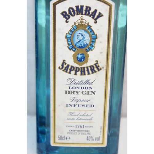 1599J - 2 x bottles of Bombay Sapphire London Dry Gin (1 x 1 litre, 1 x 50cl)