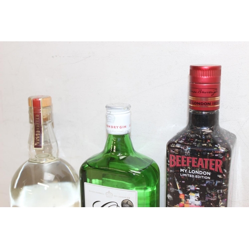 1599K - 3 x assorted bottles of gin - Beefeater, Whitely Neill, and Oliver Cromwell dry gin (70cl)