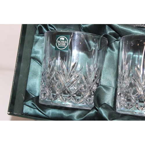 1663 - Thomas Webb, a boxed set of 6 whisky tumblers and a boxed Scotch decanter (2)