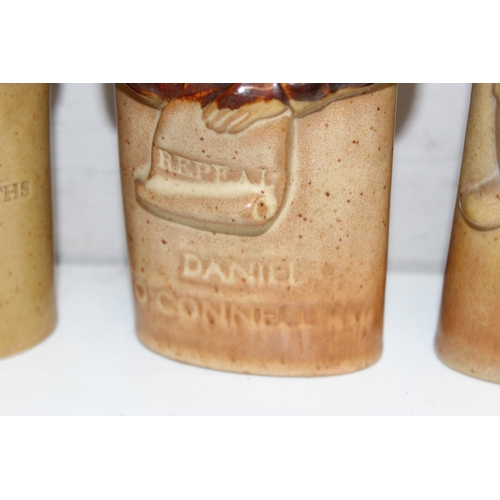 1685 - 3 Denby & Belper of Bourne's Potteries, Derbyshire, salt-glazed flasks, to incl William IV's Reform ... 