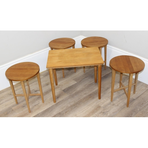 19 - Retro Poul Hundevad nest of tables - 4 small tables of the same size under one larger table, approx ... 