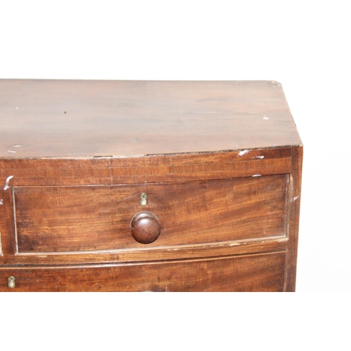 144 - A Victorian 2 over 3 bow fronted mahogany chest of drawers with bun handles and bracket feet, approx... 