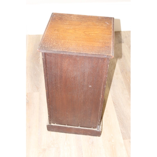 146 - An Edwardian Sheraton Revival inlaid mahogany pot cupboard with single drawer, approx 40cm square x ... 