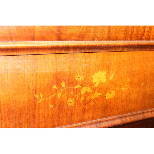 123 - Neumeyer of Berlin upright piano retailed through S. Hermitage, with marquetry inlaid details, appro... 