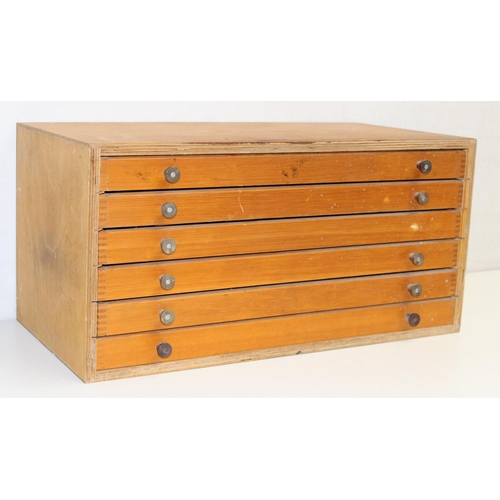 315 - Vintage 6-drawer collectors chest with contents to incl items used for block printing, approx 51 x 2... 