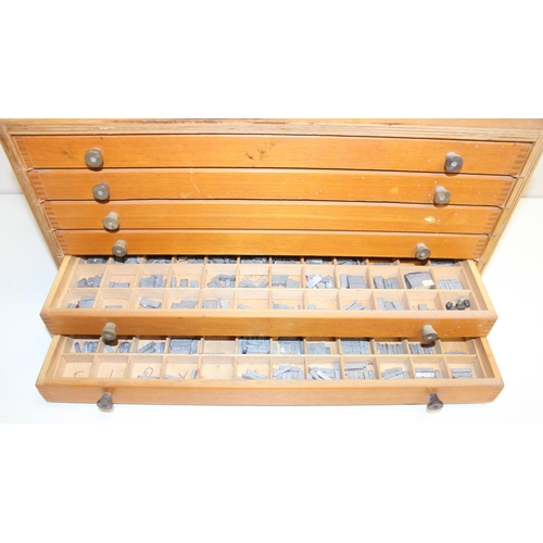 315 - Vintage 6-drawer collectors chest with contents to incl items used for block printing, approx 51 x 2... 