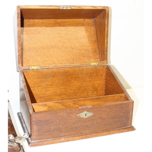 316 - Vintage oak chest and 3 book presses to incl 'The Universal Press', chest approx 31 x 21 x 21cm