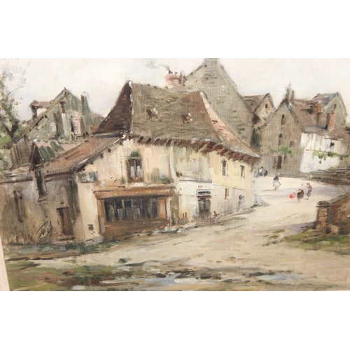 400 - Maurice Levis (French, 1860-1940), large gilt framed oil on canvas of a street scene with ruined cas... 