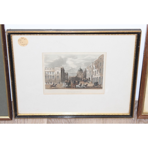 494 - Qty of antique and later framed prints and a mirror, largest approx 44cm 32cm